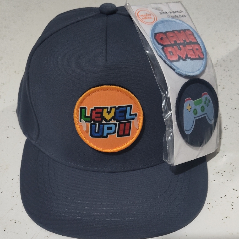 Navy Blue Kids Cap with Fun Patches